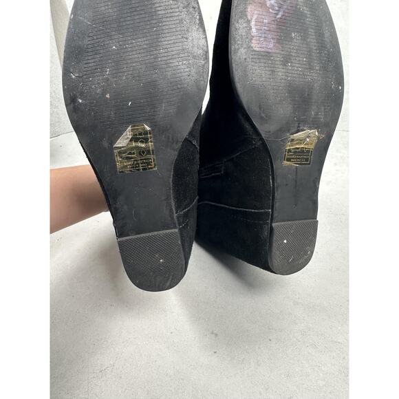 Free People x Sol Sana Boots Womens Size 41 Black Suede Wedge Booties Side Zip - Picture 9 of 11